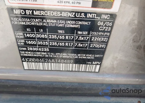 2006 Mercedes-Benz Ml 350 4Matic из США, поврежденный, VIN 4JGBB86E26A148489